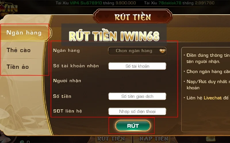 rút tiền Iwin68